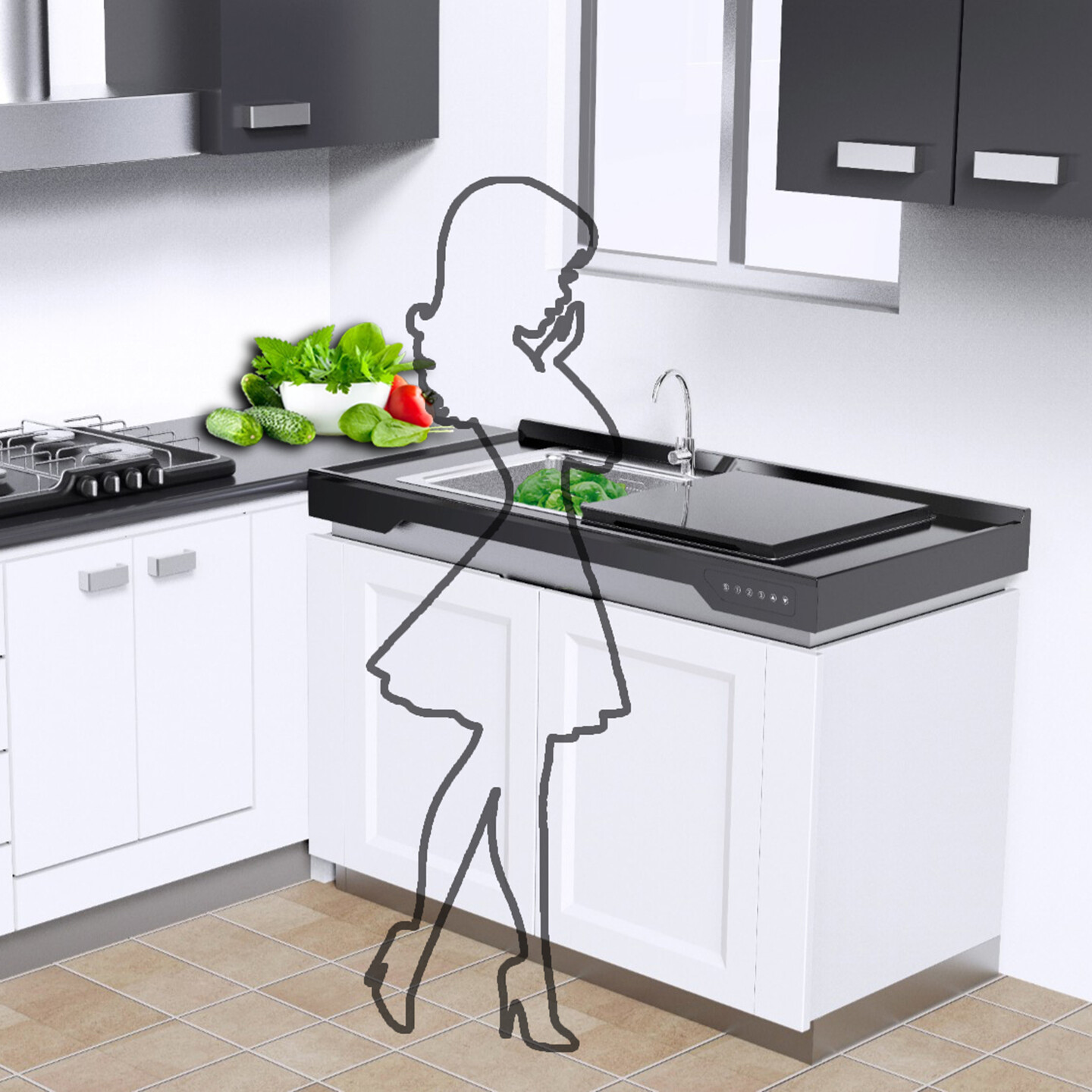 升降水槽-厨房自动升降水槽设计生产