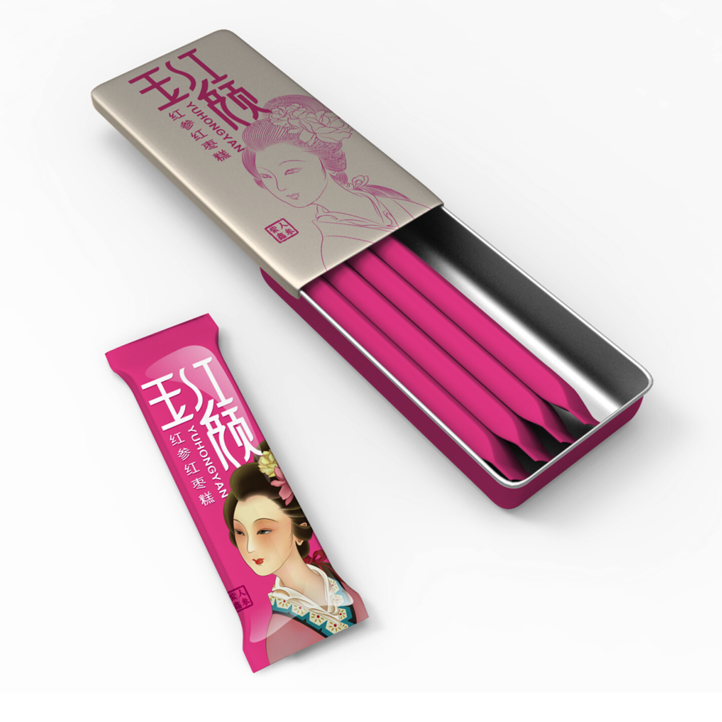 阿胶糕包装设计公司-紫鑫玉红颜红参阿胶糕包装设计