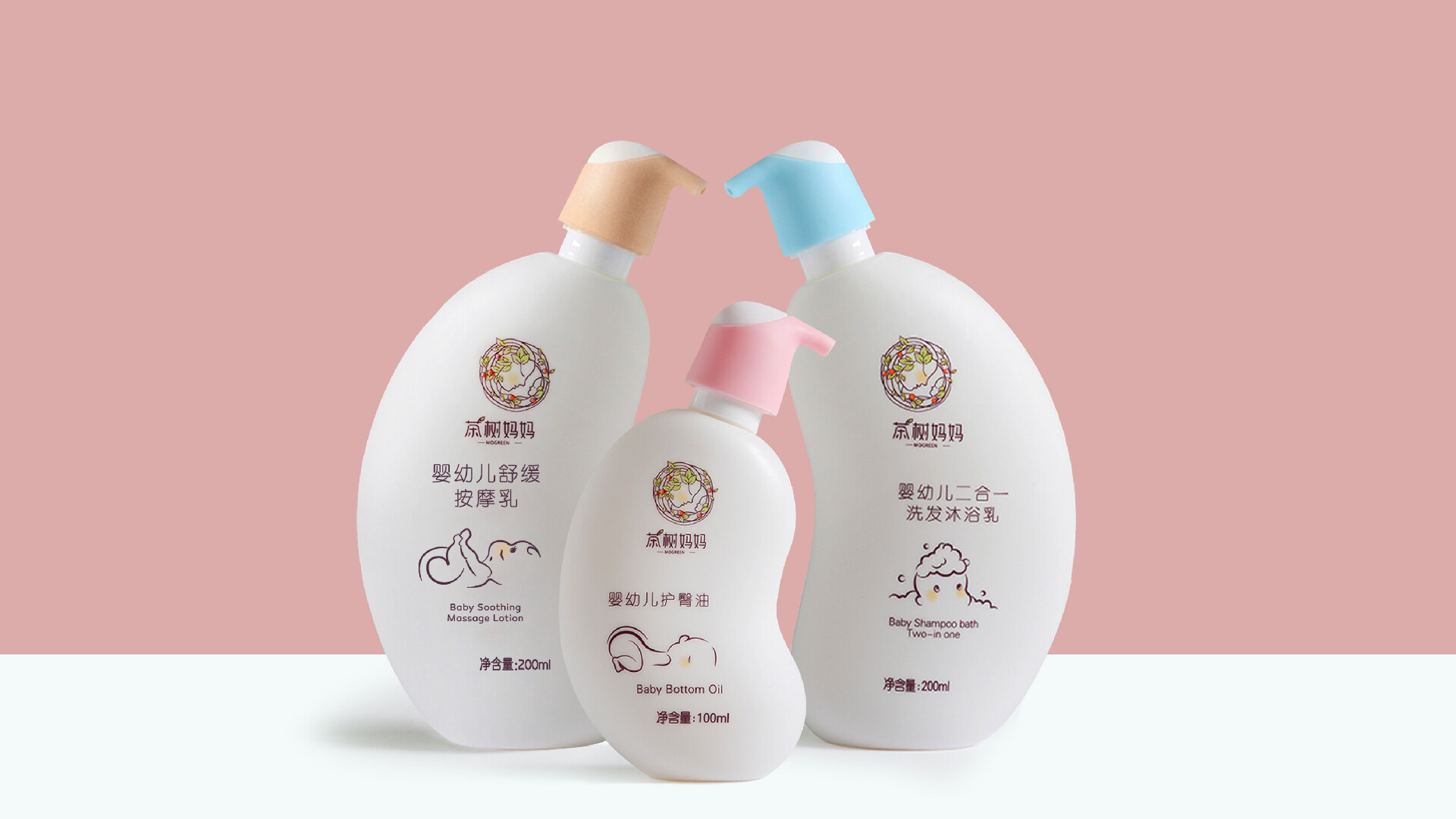 儿童洗护套装设计-茶树妈妈儿童洗护系列套装